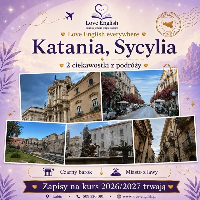 Kolaż Love English Everywhere — Katania, Sycylia, Włochy