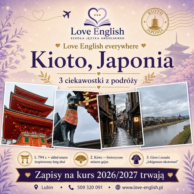 Kolaż Love English Everywhere — Kioto, Japonia