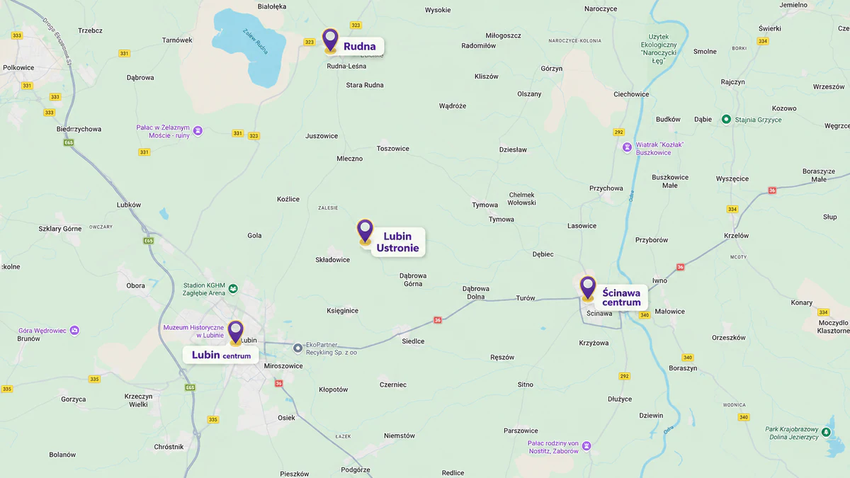 Mapa lokalizacji zajęć języka angielskiego Love English w Lubinie