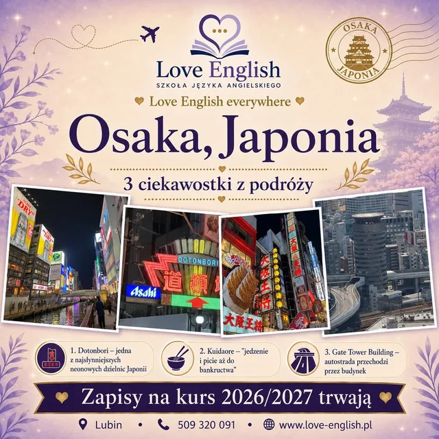 Kolaż Love English Everywhere — Osaka, Japonia