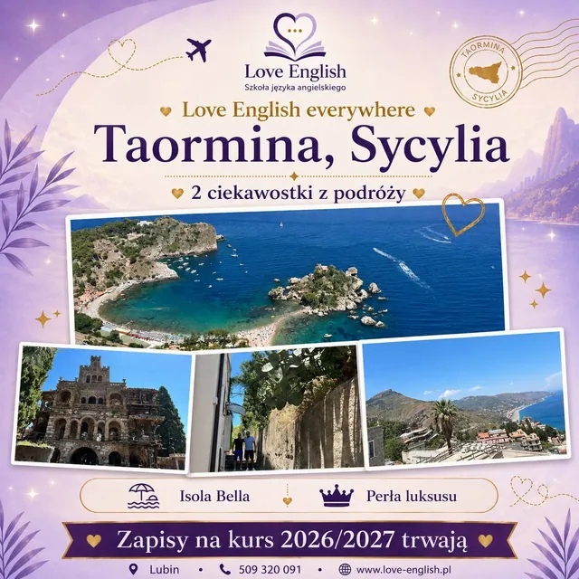 Kolaż Love English Everywhere — Taormina, Sycylia, Włochy